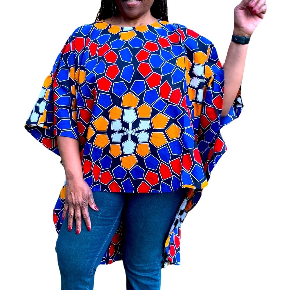 💜🩷❤️❤️ Host Pick 💚🧡💛💙 HI LO ANKARA PRINT TOP
